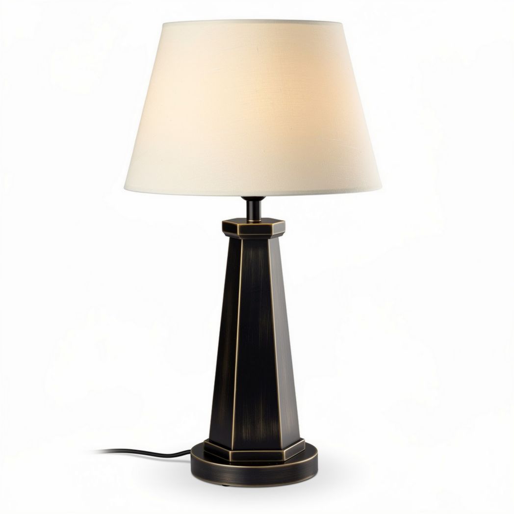 Lampada da tavolo in metallo nero con paralume bianco 20 x 20 x 40cm