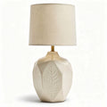 Lampada da tavolo in ceramica con paralume tessile beige 25 x 25 x 40cm