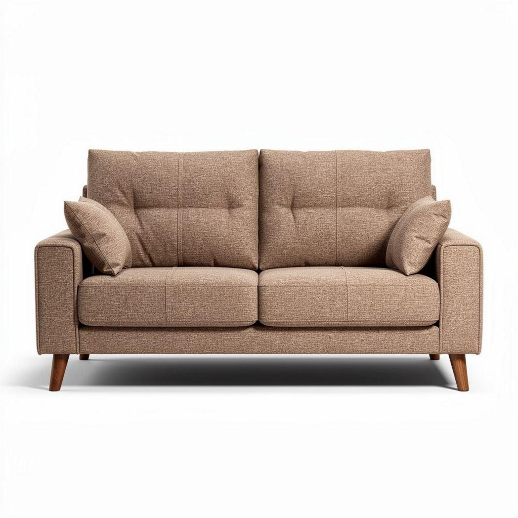 Divano marrone in tessuto con cuscini inclusi dimensioni 150 x 80 x 75cm