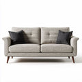 Divano grigio con cuscini neri in tessuto dimensioni 200 x 90 x 85cm