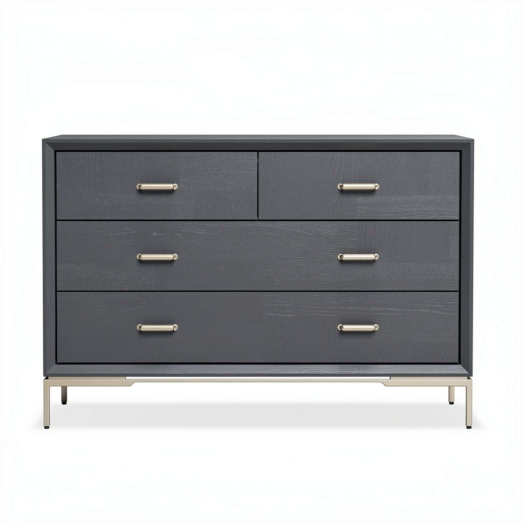 Comò grigio scuro in legno con gambe in metallo dimensioni 80 x 40 x 75cm