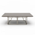 Tavolino da caffè rettangolare in metallo e pietra 120 x 80 x 40cm grigio