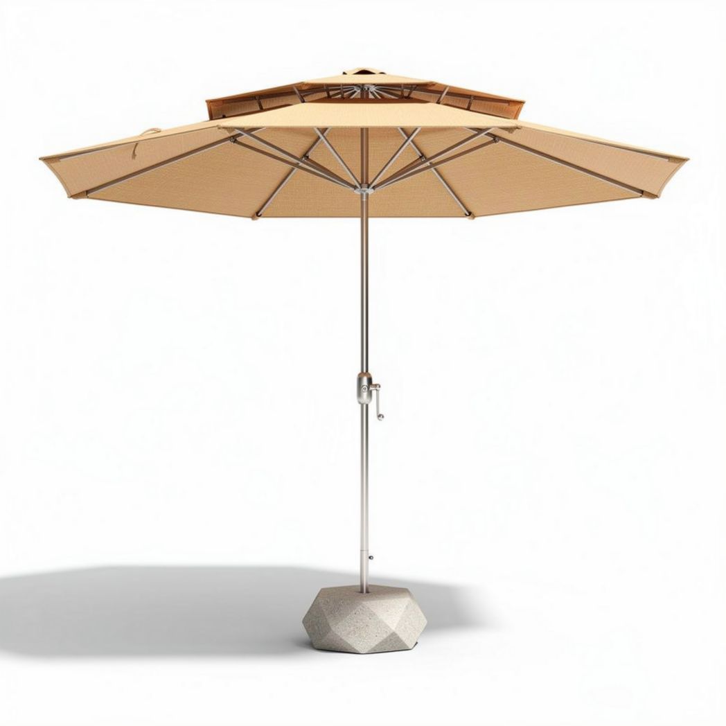Ombrellone da giardino quadrato 300 x 300 x 250 cm con base in cemento beige